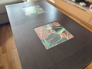 Mesa de centro madera y cristal salón