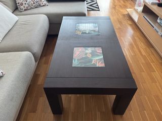 Mesa de centro madera y cristal salón