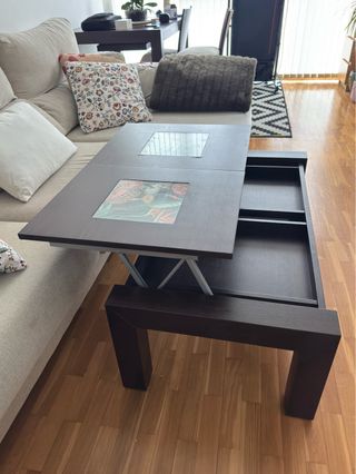 Mesa de centro madera y cristal salón