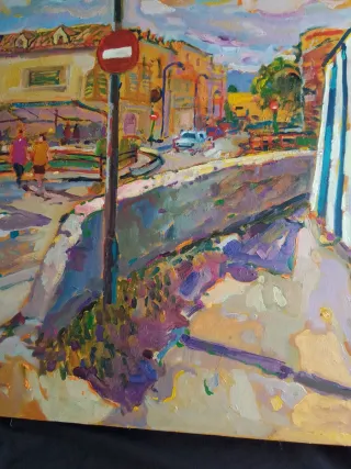 Cuadro al óleo paisaje urbano