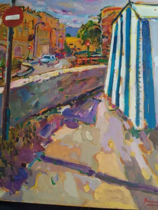 Cuadro al óleo paisaje urbano