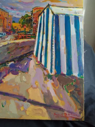 Cuadro al óleo paisaje urbano