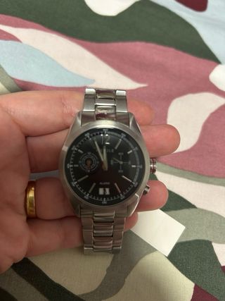 Reloj Lienzo Hombre Negro y Plateado