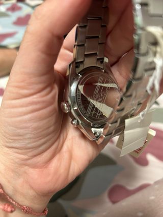 Reloj Lienzo Hombre Negro y Plateado