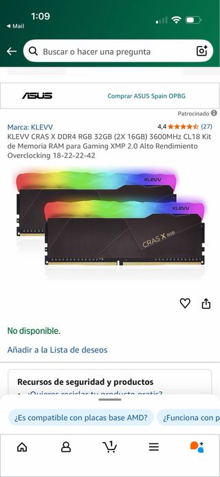 RAM DDR4 RGB 32GB ( 2x 16GB ) o suelto 120 por 1
