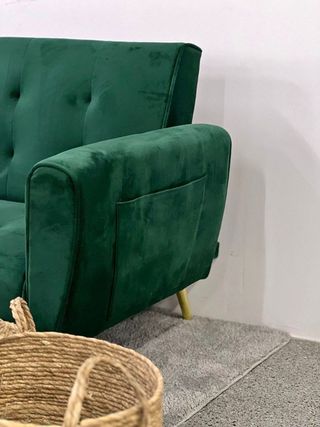 Sofá Cama Verde Terciopelo Nuevo - Liquidamos