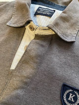 Polo manga larga hombre gris algodón