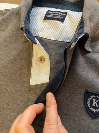 Polo manga larga hombre gris algodón