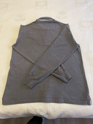 Polo manga larga hombre gris algodón