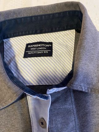 Polo manga larga hombre gris algodón