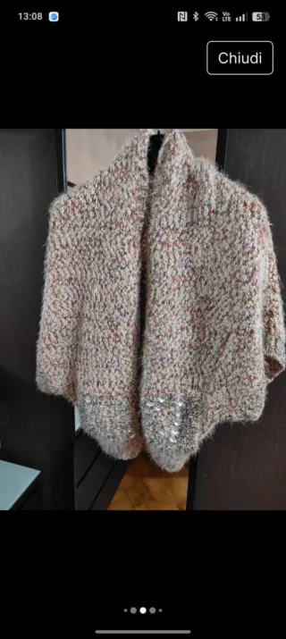 Cardigan donna con cappuccio M L lana