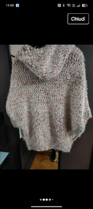 Cardigan donna con cappuccio M L lana