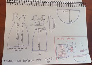 Terno Virgen Bordado Rojo 55-60 cm