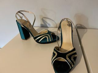 Sandalias Lily & You Talla 40 Verde y Dorado