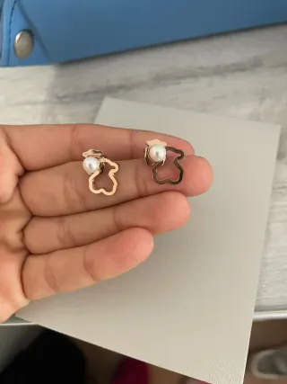 Pendientes Oso Tous Perla Oro Rosa