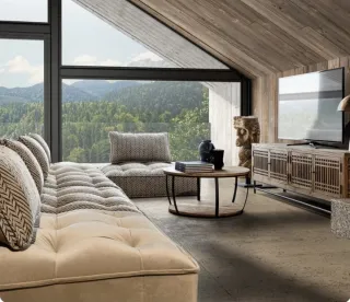 Sofá de Diseño Beige y Marrón