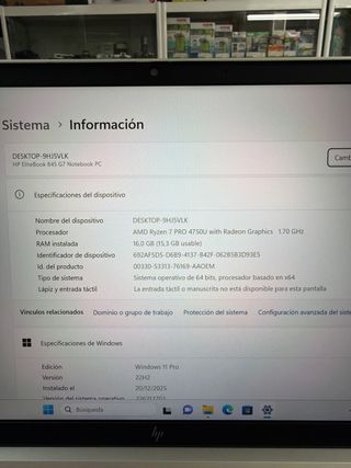 HP Elitebook 845 G7 Ryzen 7 Pro 16GB RAM 256GB SSD