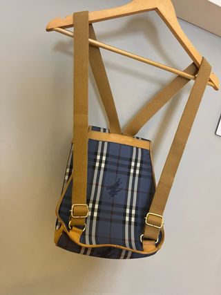 Mochila Burberry Cuadros Azul Beige