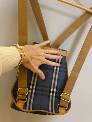 Mochila Burberry Cuadros Azul Beige