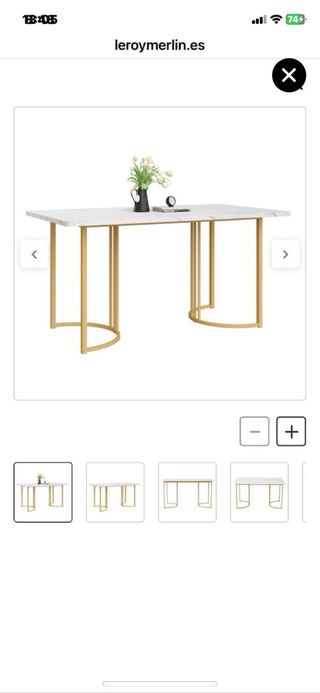 Mesa comedor elegante mármol y metal dorado