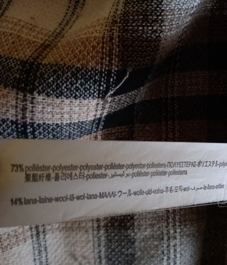 Abrigo cuadros beige y marrón. Talla M-L