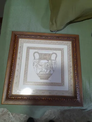 Cuadro de cerámica con marco de madera