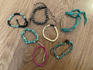 Lote 7 Pulseras Boho Turquesa y Multicolor