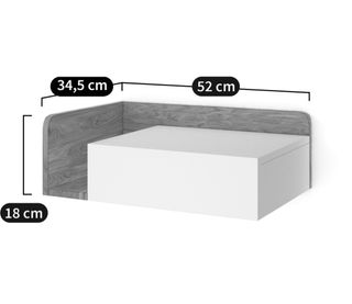 Mesita de noche suspendida madera y blanco