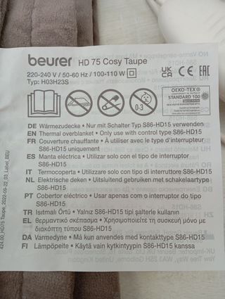 Beurer Manta eléctrica 180 x 130 cm