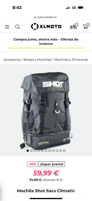 Mochila SHOT impermeable para moto
