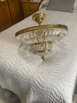 Lámparas de cristal y metal doradas 1x49, 2x90