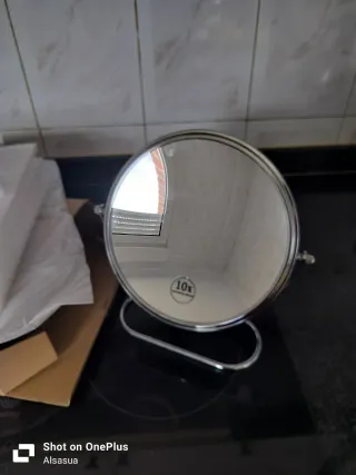 Espejo de tocador 10x plateado