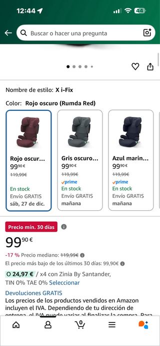 Silla coche Cybex Solution X-fix roja