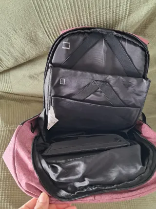 Mochila Antirrobo Mujer Gris y Rosa