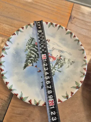 Juego platos cerámica Navidad muñecos nieve. 6+6