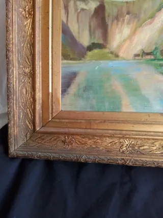 Cuadro antiguo al óleo paisaje