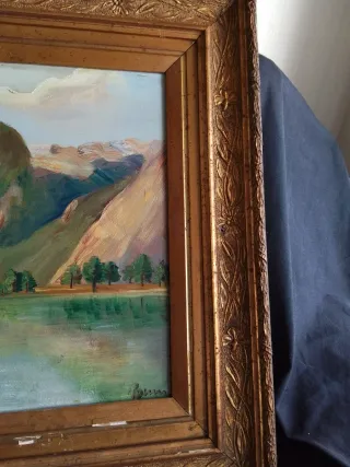 Cuadro antiguo al óleo paisaje