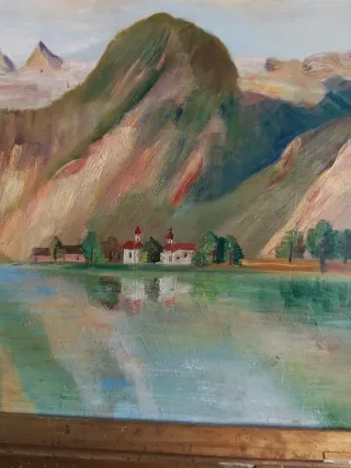 Cuadro antiguo al óleo paisaje