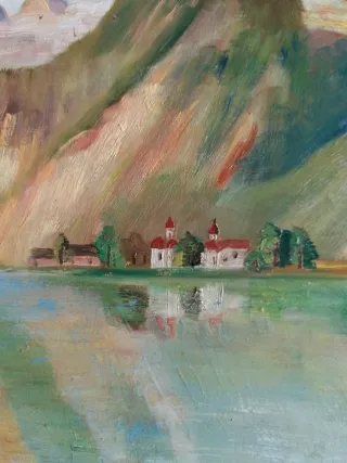 Cuadro antiguo al óleo paisaje