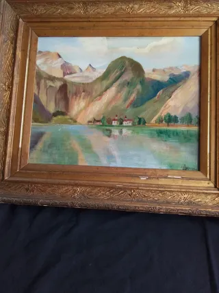 Cuadro antiguo al óleo paisaje