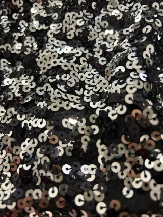 Vestido fiesta lentejuelas negro y plata