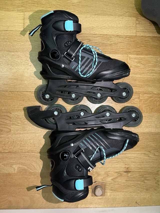 Patines en línea negros y turquesa Talla 41
