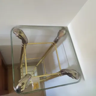 Esquinero cristal y metal dorado