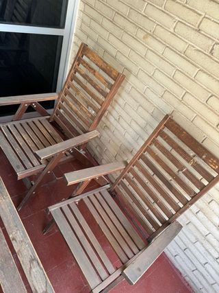 Conjunto mesa y sillas exterior madera