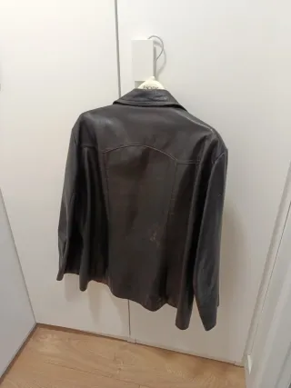 Cazadora Cuero Vintage Marrón Talla L