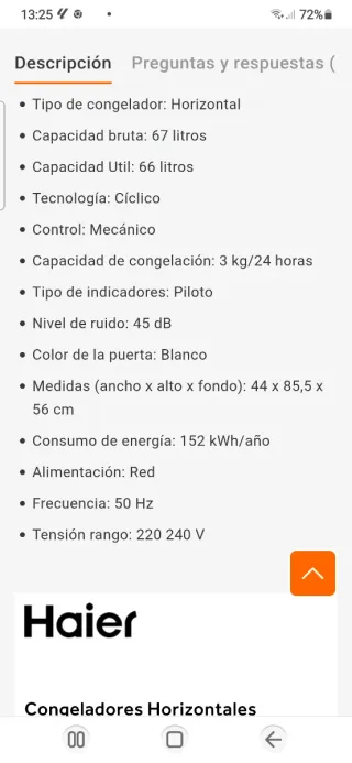 Congelador Haier 66L