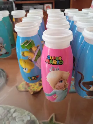 LEER Lotto di Bottiglie Actimel Super Mario