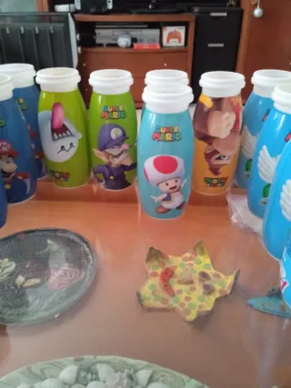 LEER Lotto di Bottiglie Actimel Super Mario