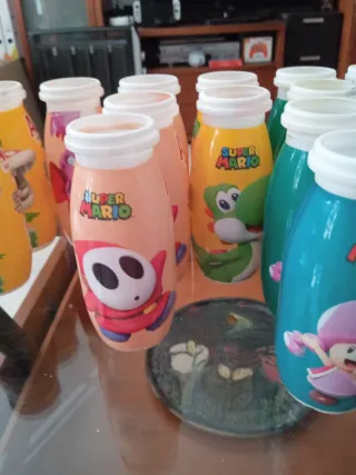 LEER Lotto di Bottiglie Actimel Super Mario