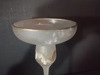 Calice in vetro satinato vintage con decori